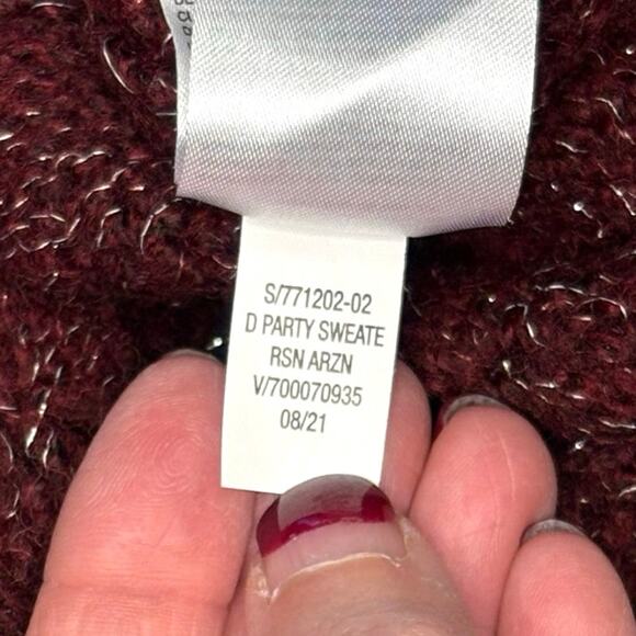 Old Navy Chunky Pointelle Cardigan Sweater Girls M (8) | Burgundy | Cottagecore - Picture 9 of 10